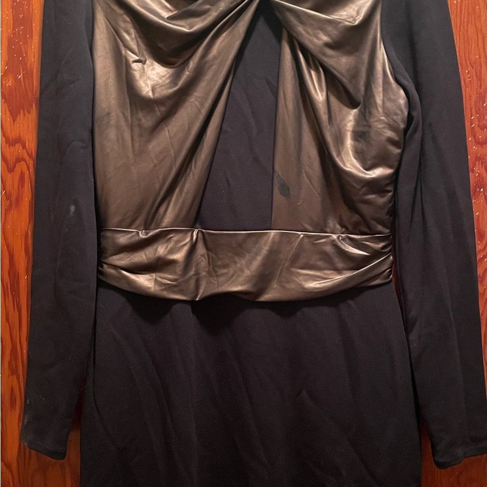Badgley Mischka Black Dress with Bronze Metallic Accents